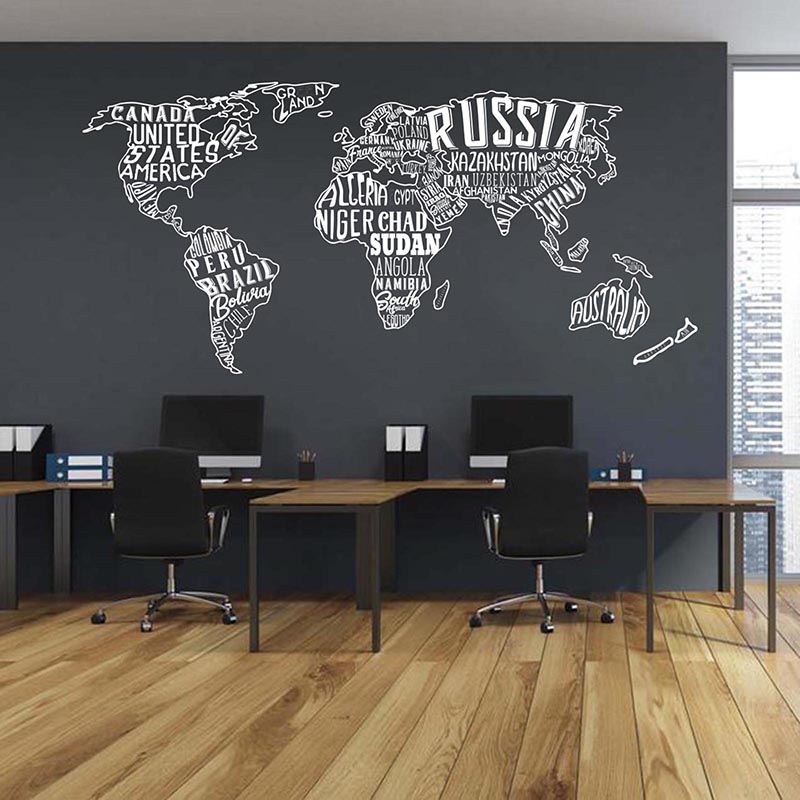 Office Furniture World - 大きな世界地図,教室,オフィス,教室,世界地図,地球,剣,ウォールステッカー,学校の寝室のビニールの装飾
