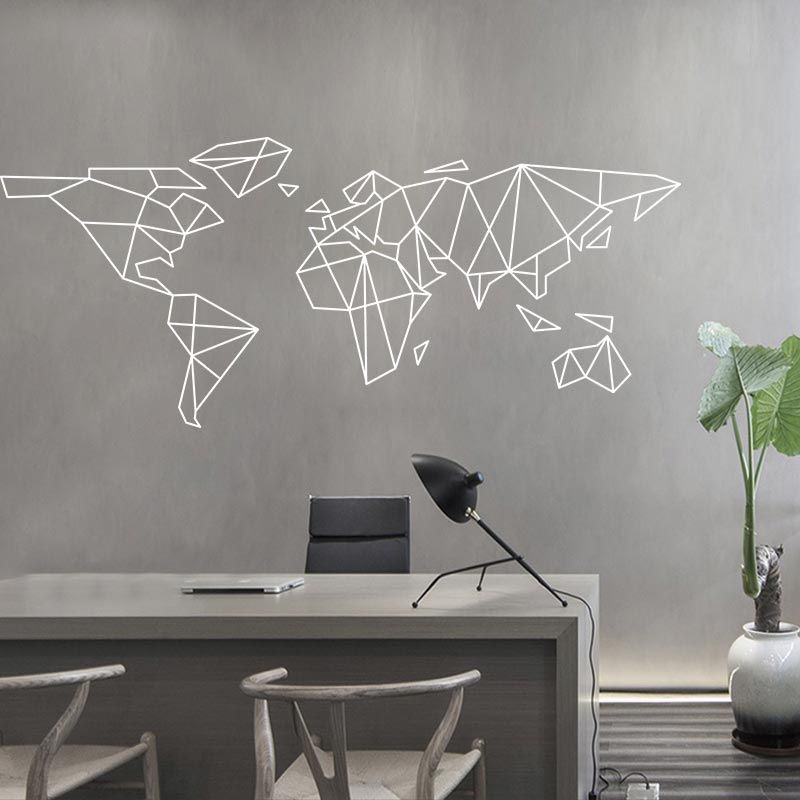 Office Furniture World - 幾何学的な世界地図ウォールステッカー寝室の装飾ステッカーホームリビングルームの装飾アクセサリーオフィスコーヒーショップアート装飾
