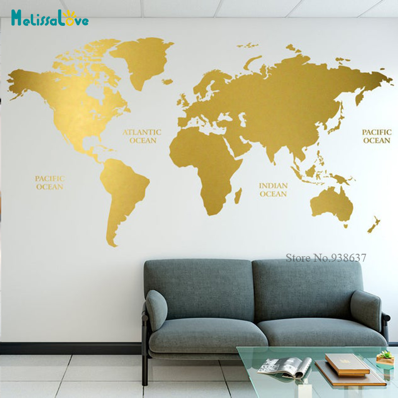 Office Furniture World - 幾何学的な世界地図の形をしたウォールステッカー,家,オフィスの装飾,ギフト,ビニール,芸術作品,jh030