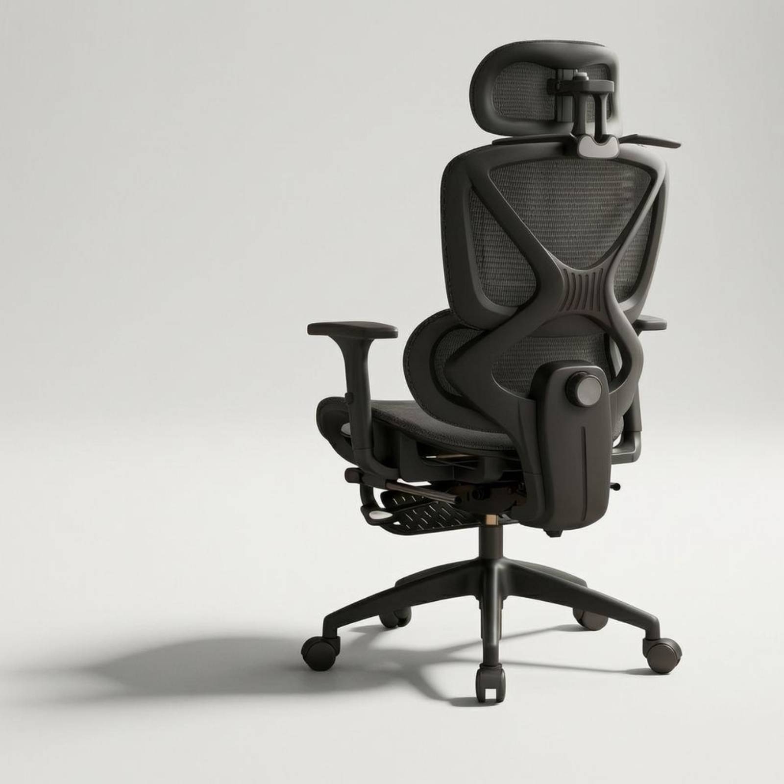 Office Furniture Commercial - 通気性のあるメッシュパッド入りアームレスト、調節可能なヘッドレスト、ランバーサポート付きハイバックスイベルチェア、モダンなワークステーションに最適