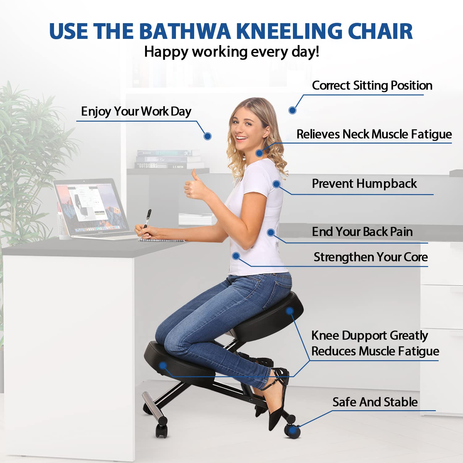オフィス用のエルゴノミクスニーリングチェア、家庭およびオフィ - Office Furniture Commercial のレビューと価格