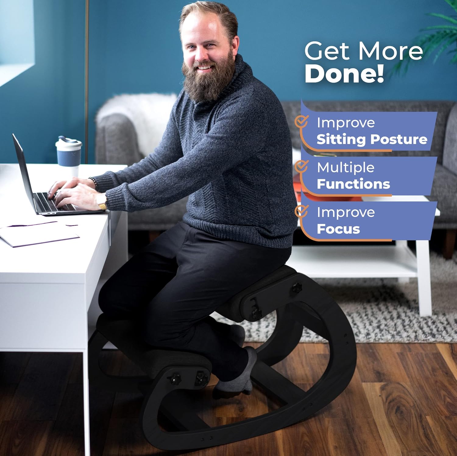 人間工学に基づいた木製ニーリングチェア、調節可能なオフィスス - Office Furniture Commercial のレビューと価格