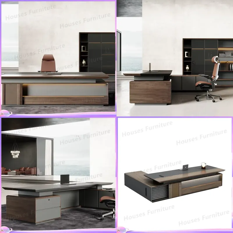 高級エグゼクティブデスク 無垢材オフィス家具 ブラウン CE - Office Furniture Table のレビューと価格