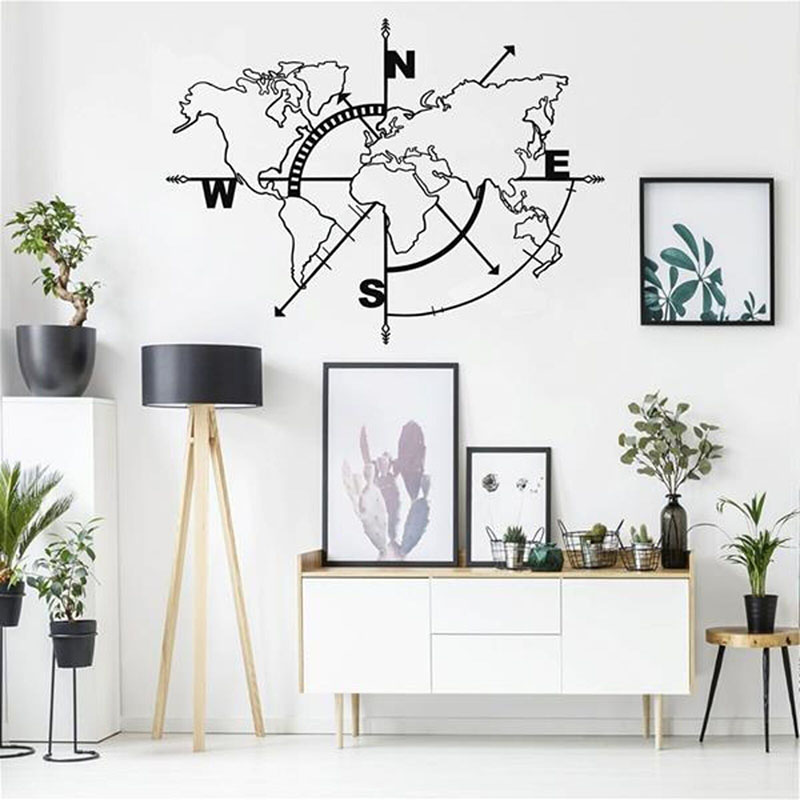 ウォールステッカー大世界地図コンパス車のウォールステッカー教 - Office Furniture World のレビューと価格