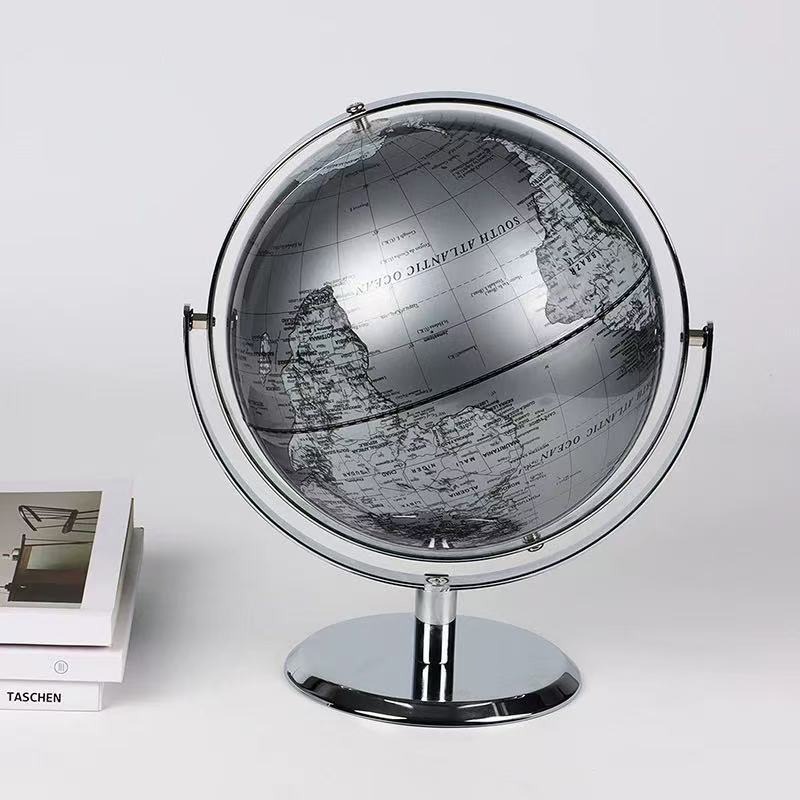 25cmの高級シルバーワールドグローブオーナメント、モダンな - Office Furniture World のレビューと価格