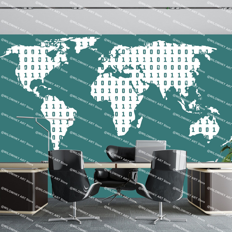 バイナリコードテクノロジーデカール世界地図オフィステクノロジ - Office Furniture World のレビューと価格