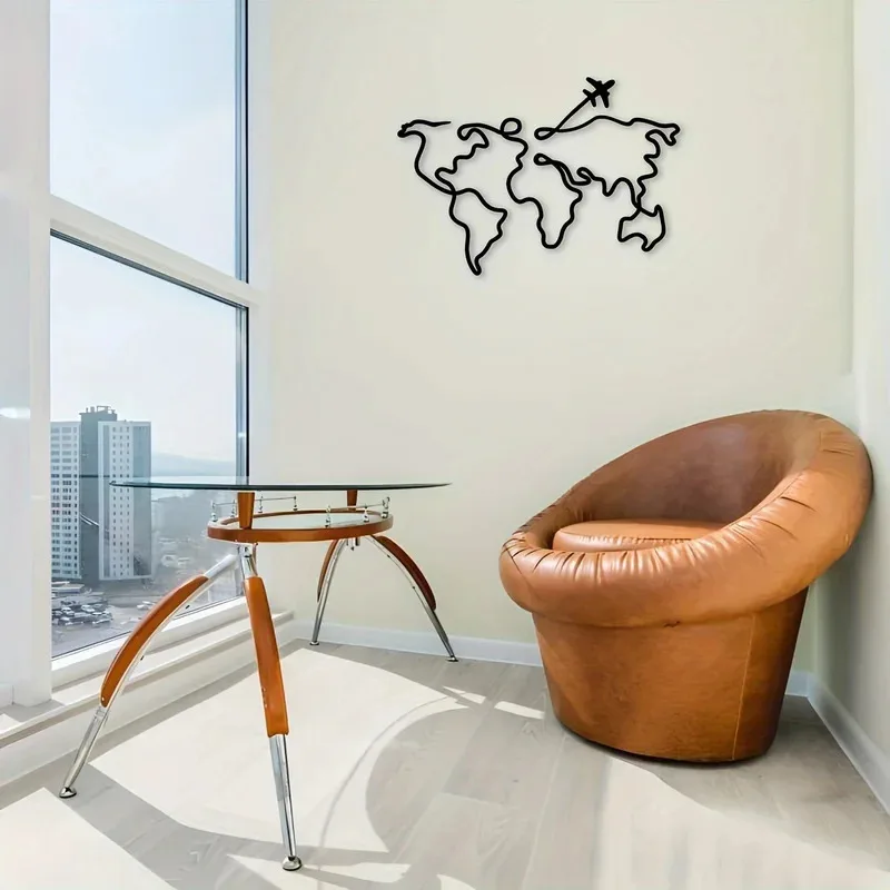 1PC アールデコメタルウォールスカルプチャー世界を飛ぶ飛行 - Office Furniture World のレビューと価格
